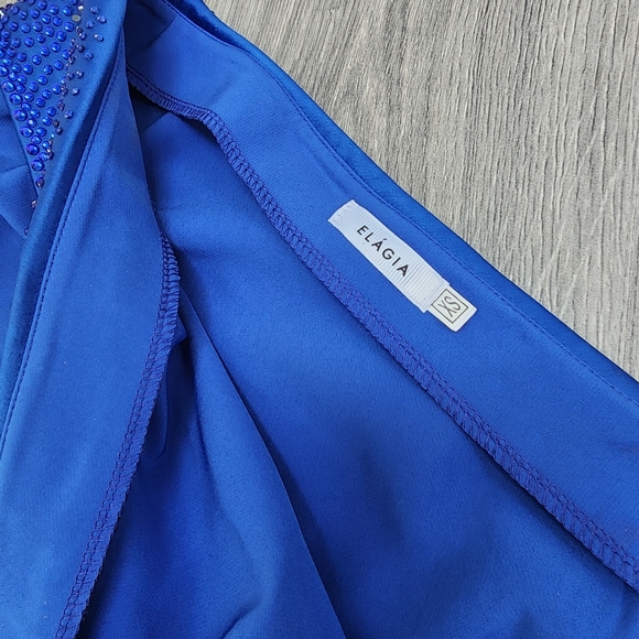 Blue One-Shoulder Belted Midi Dress - Picture 6 of 9